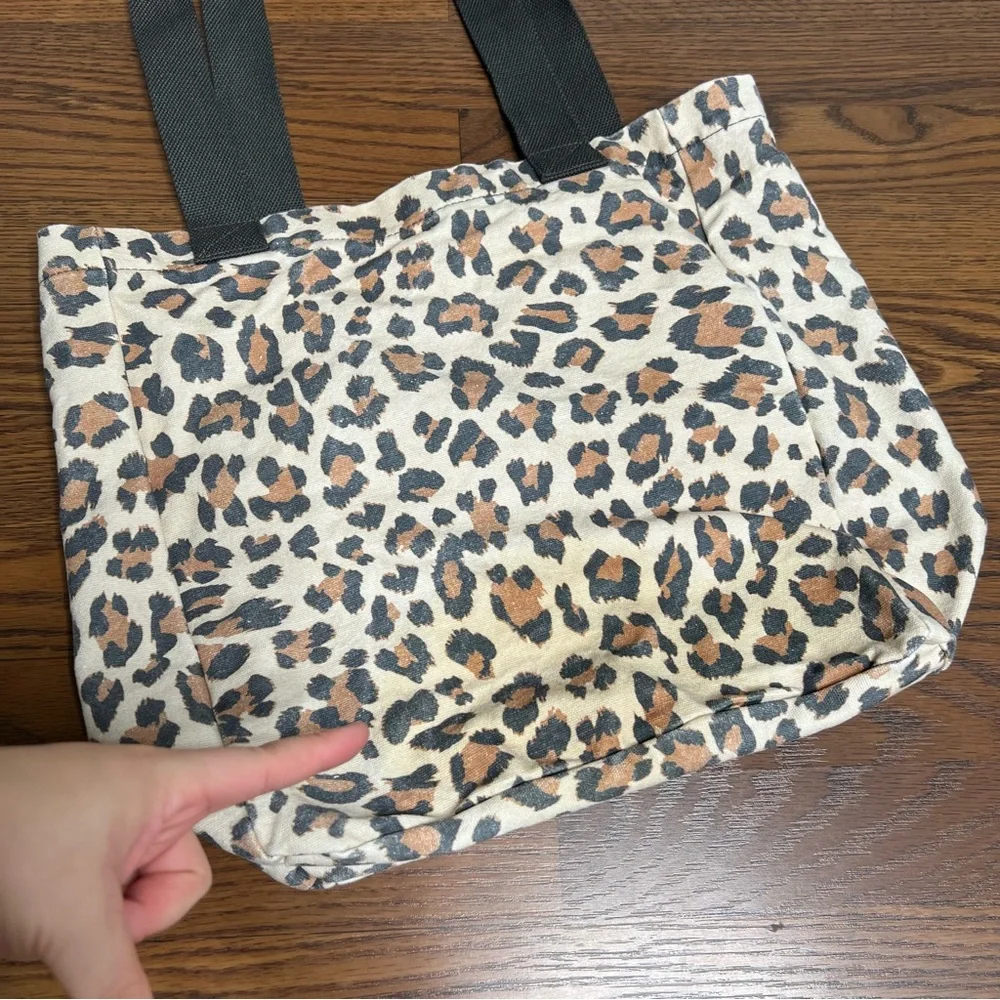 Aerie leopard print canvas tote bag